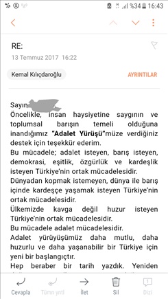 Kemal kılıçdaroğlu'na açık mektup